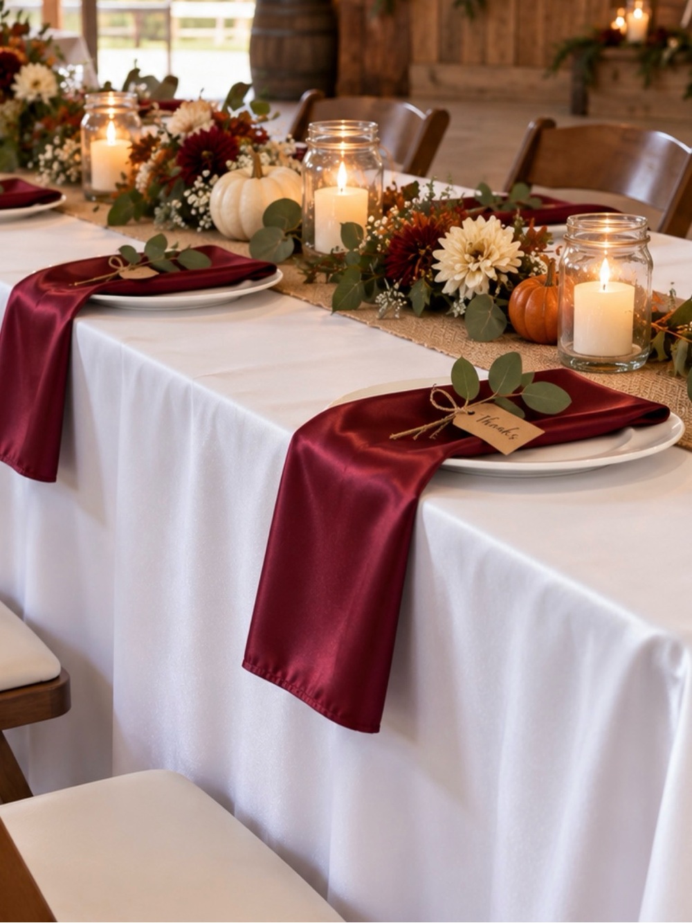 Burgundy Polyester Dinner Napkins - Elegant Home Dining (200)